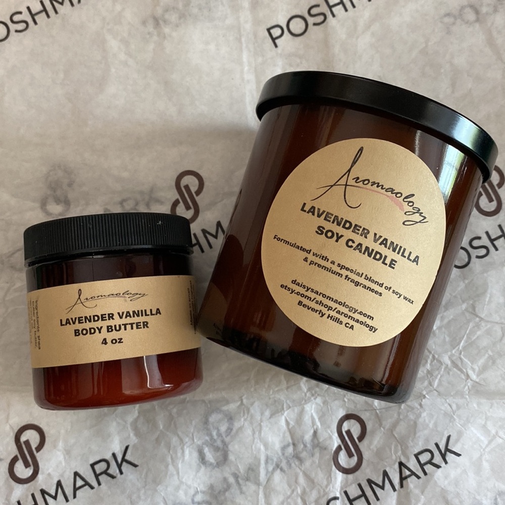 Lavender Vanilla Body Butter and Soy Candle bundle
